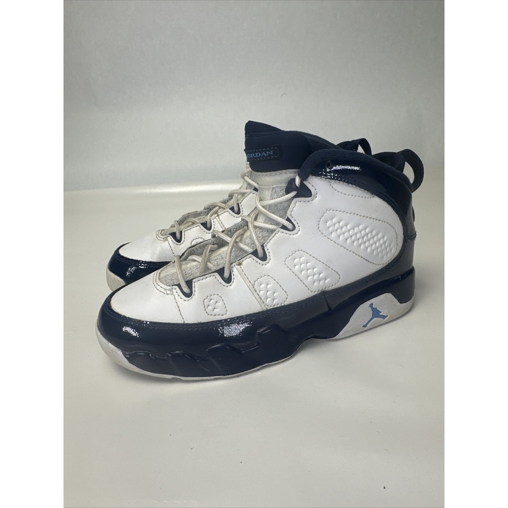 Air Jordan 9 Boys White Navy Mid Top Sneaker Shoes 401811-145 Size 1.5Y US
